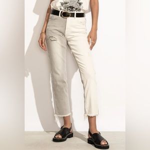 Flying Monkey Sora Straight Denim White and Gray Ankle Jeans